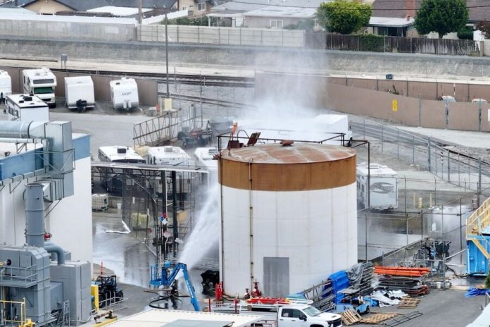 Authorities evacuate Garden Grove over damaged chemical tank