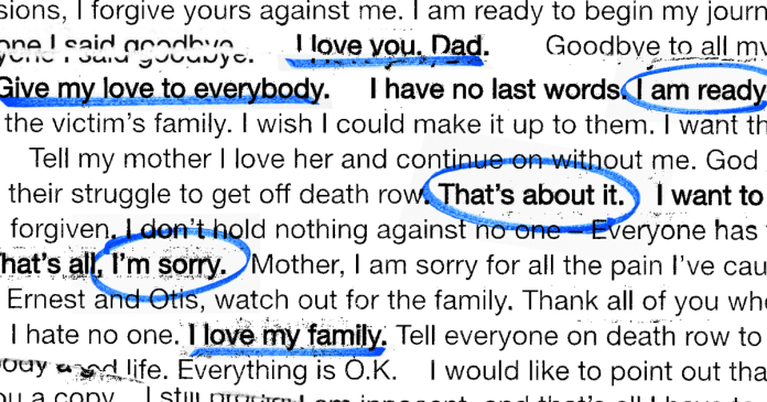 Texas death row inmates’ haunting final statements