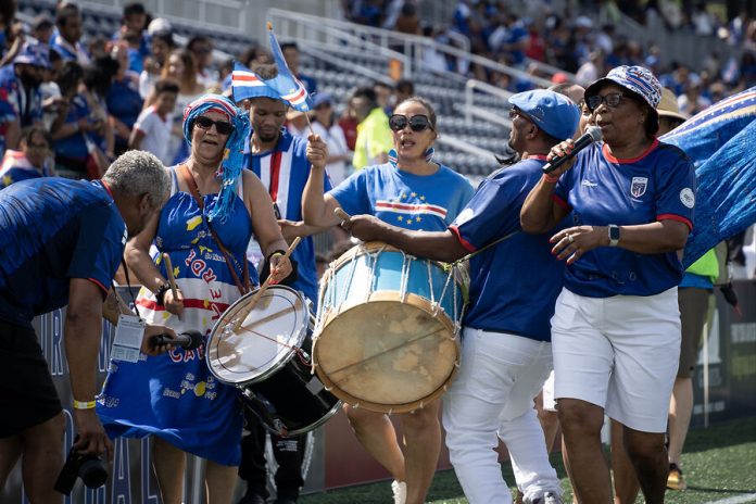 Cape Verde fans celebrate their tiny nation's first World Cup
