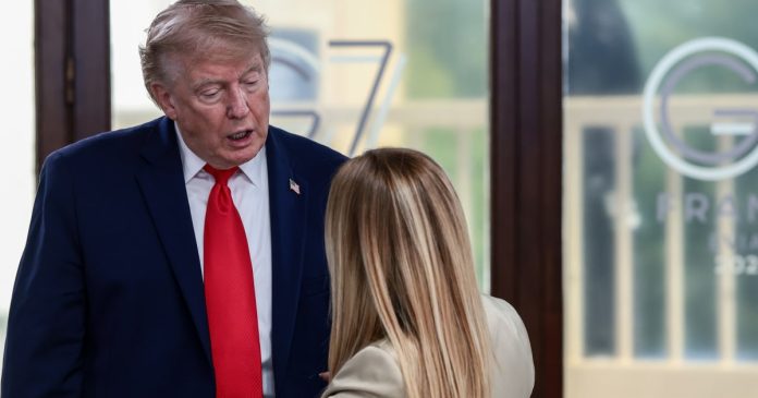 Trump ‘totally fabricated’ claim she begged him for a photo, Italy’s Giorgia Meloni says
