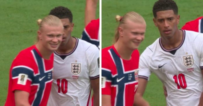 El intenso jugueteo entre Haaland y Bellingham imposible de ignorar en el Noruega vs Inglaterra