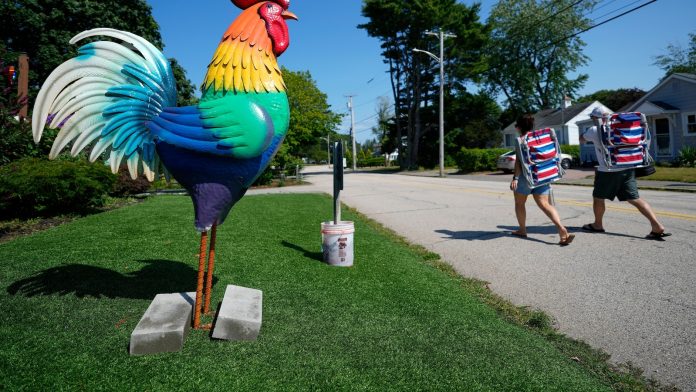Giant metal roosters spread autism acceptance in Maine after town zoning spat