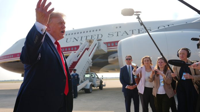 Retrofitted Qatari jet takes flight as Air Force One for Trump's trip to North Dakota