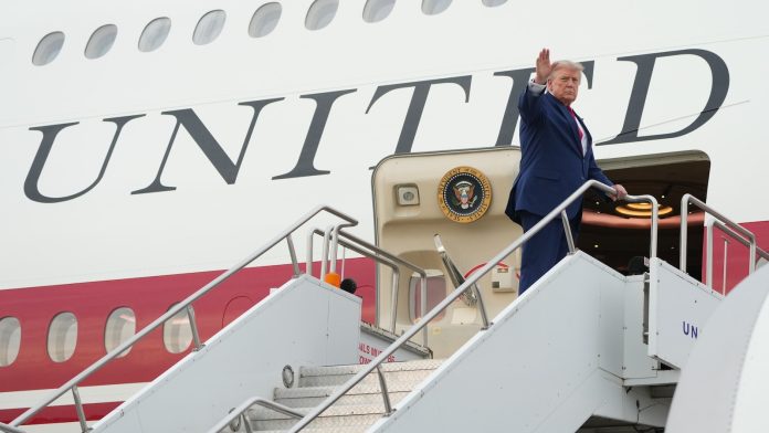 The Latest: Trump says he was taken off Air Force One last month due to threat